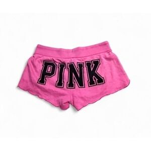 Victoria's Secret PINK Micro Shorts S Pink Black Logo Dog Heart Lounge Y2K